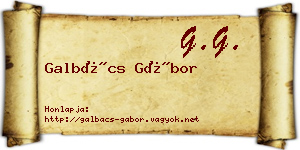 Galbács Gábor névjegykártya